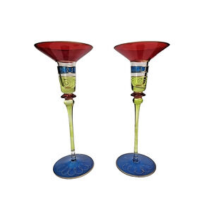 Pier 1 Multicolor 2 10” Party Taper Candle Holders